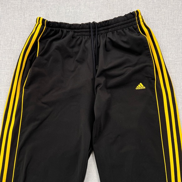 Y2K adidas Firebird Track Pants Men XL Black Yellow 3 Stripe Loose Streetwear - Picture 7 of 11